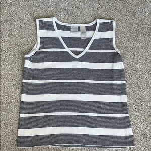 Emma James Black and White Striped Tank Top